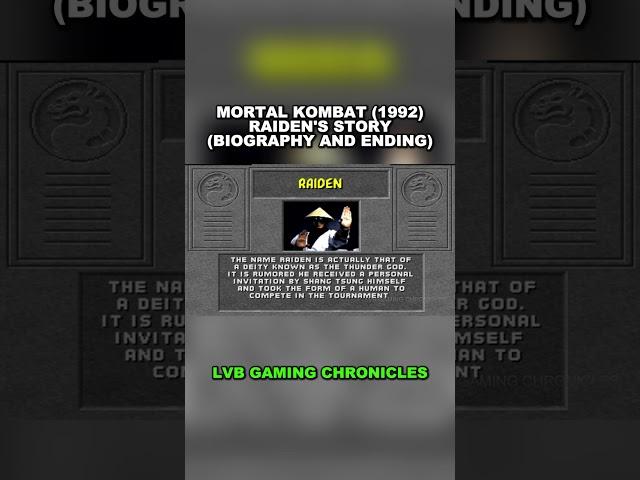 Raiden's Story in Mortal Kombat 1992