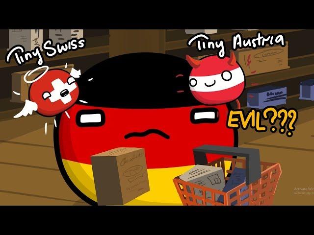 Plus (Switzerland) and Minus (Austria) - Countryballs