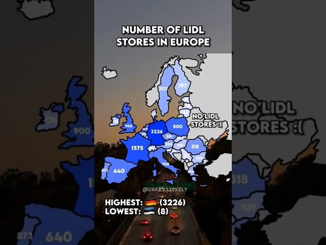 average number of Lidl stores in Europe