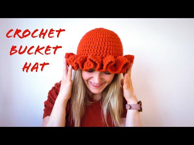 How to crochet bucket hat with ruffle easy for beginners#crochetbuckethat