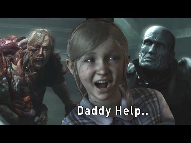 William Birkin saves Sherry Birkin from Mr X Tyrant and Chief Irons ( Re2 Remake )