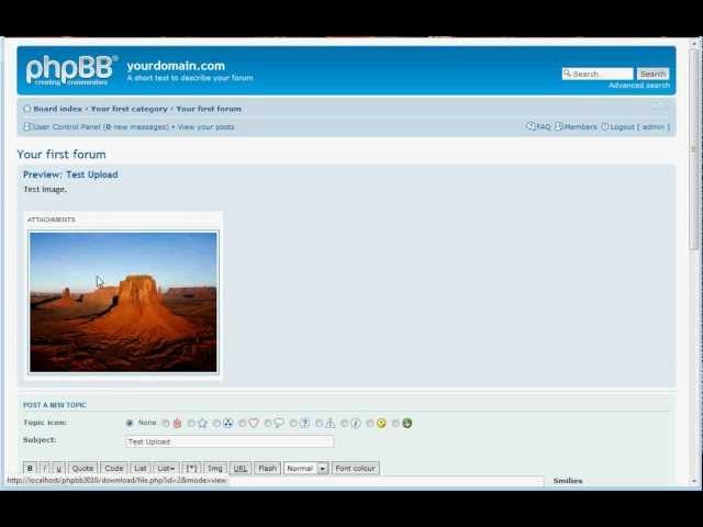 How to upload an attachment in PHPBB