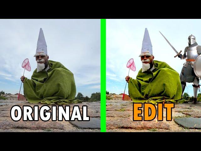 Tiny Green Wizard Original VS Edit | The Green Wizard Gnome At The Mall /  green wizard mall