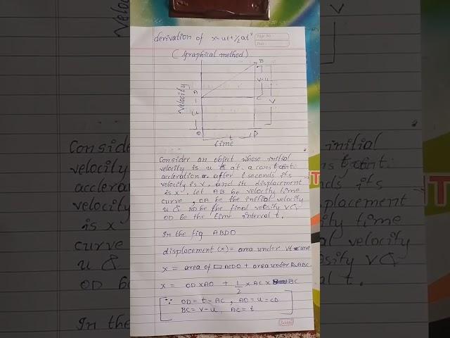 Chapter 3 Physics Derivation For eqn x=ut+1\2at^2  Graphical Method