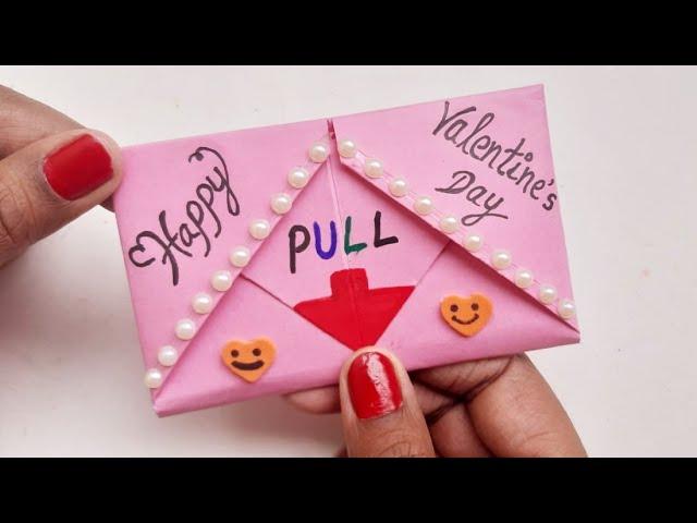 DIY-Pull Tab Origami Envelope Card || Letter Folding Origami || Valentine's Day Card | Greeting Card