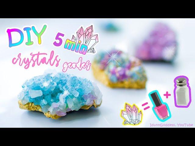 How To Make Crystals and Fake Geodes In 5 Minutes – Easy DIY Crystals With Sea Salt and Nail Polish