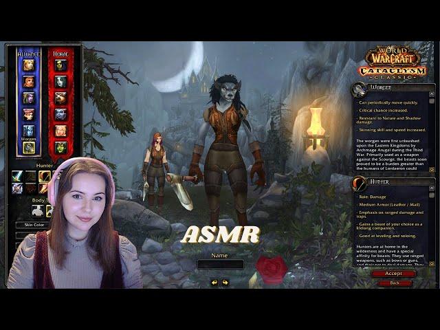 World of Warcraft ASMR  Worgen Character Creation and Levelling in Cataclysm Classic  Whispering