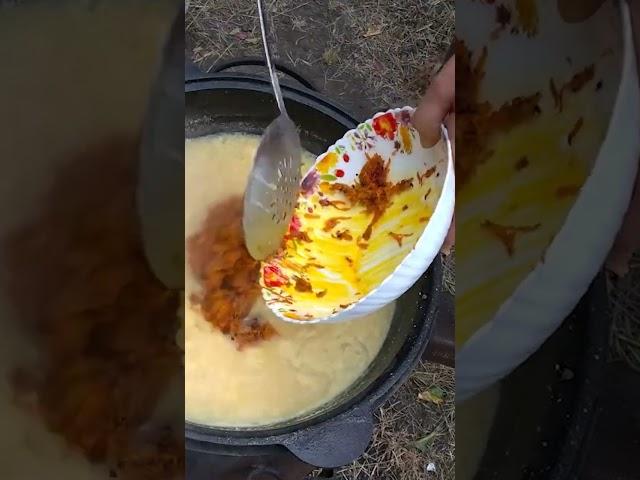 Музыкальный Гороховый суп в казане на костре! #суп #гороховыйсуп