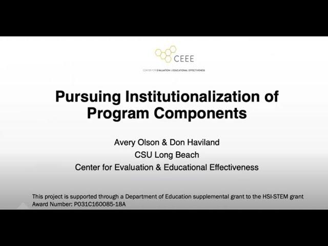 Pursuing Institutionalization of Program Components (Webinar)