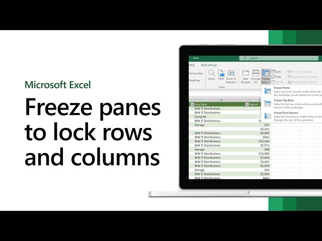 How to freeze panes to lock rows and columns in Microsoft Excel