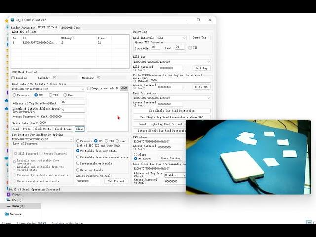 Using RFID UHF Desktop Reader to read and write USER, EPC memory band