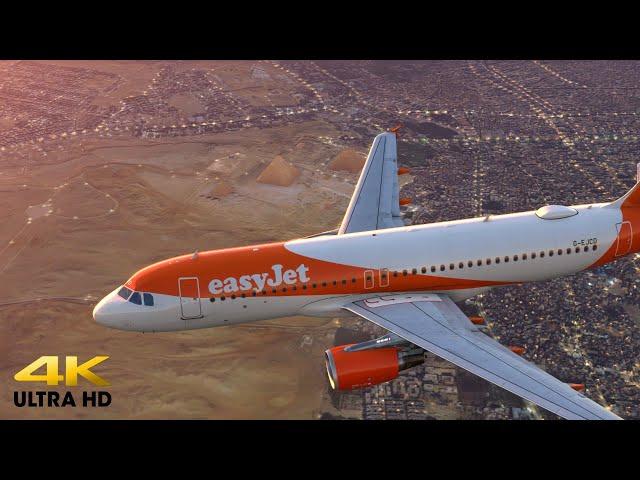 SUNSET Landing into Sphinx Airport, Egypt | easyJet A320 in MSFS 4K