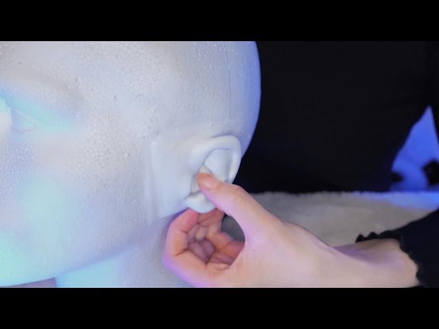 ASMR Outer Ear Cleaning & Scratching for Falling Asleep (No Talking)  SR3D dummy head