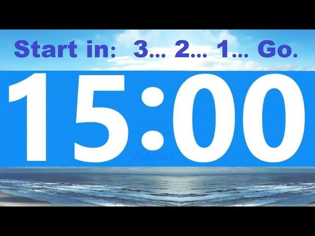 15 Minute Countdown Timer. -Beep & Time Remaining at Each Minute NO ADS DURING TIMER -No Music