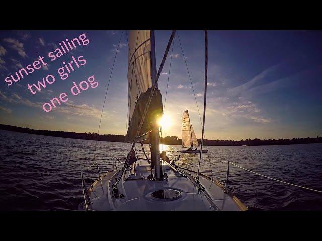 Sunset regatta, sailing with dog on beneteau first 20 performance