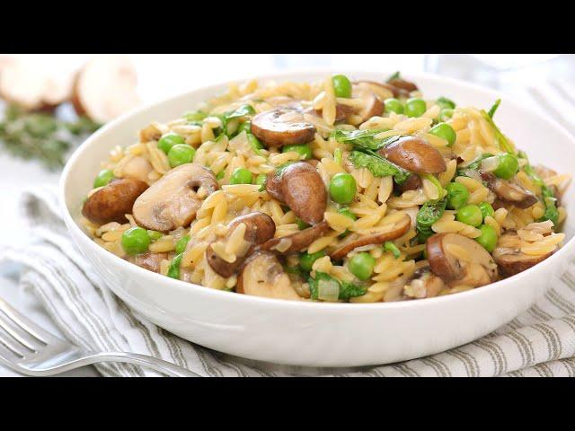 One Pot Mushroom Orzo | Quick + Healthy Weeknight Dinner Recipes