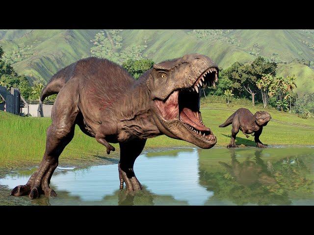 2x T.REX vs 2x Indominus Rex, 2x Giganotosaurus and 2x Spinosaurus - Jurassic World Evolution 2