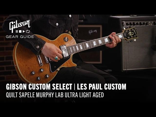 NEW Gibson Custom Select Les Paul Custom Quilt Sapele Murphy Lab Ultra Light Aged, Natural