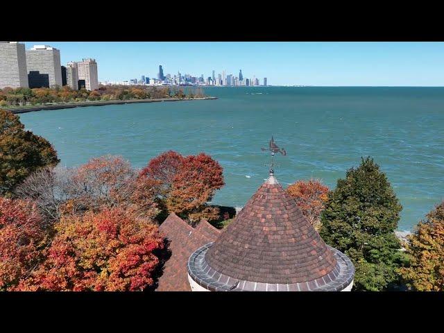 Promontory Point, Hyde Park, Chicago - Autumn Color - Drone Flight