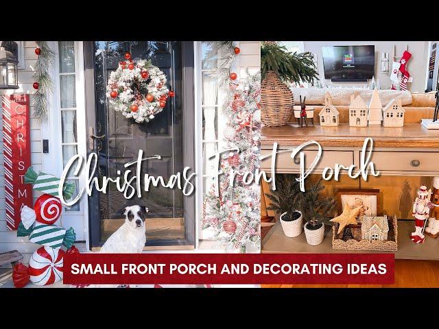 NEW SMALL CHRISTMAS FRONT PORCH DECORATE WITH ME| Christmas Powder Room and Christmas Decorating