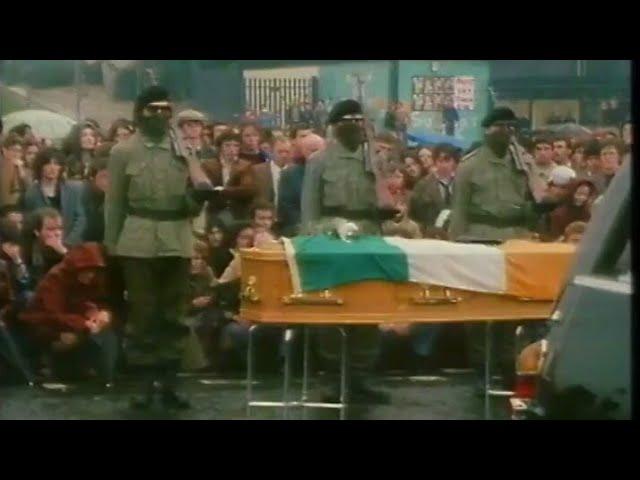 IRA hunger striker Bobby Sands' funeral, while unionists hold a peaceful rally to remember victims.