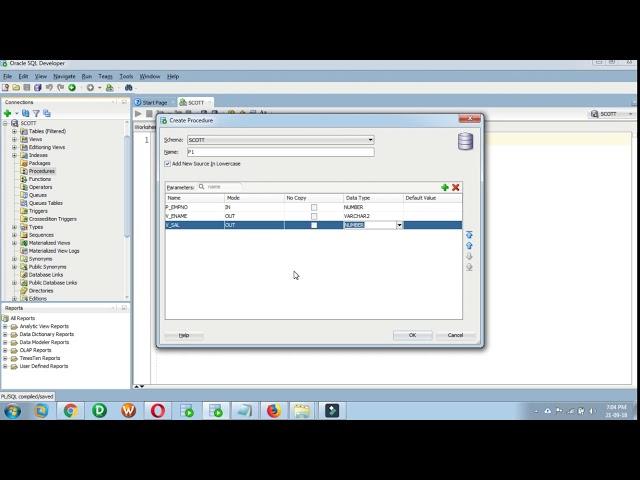 SQL Developer : Stored Procedure with Input and Output Parameters
