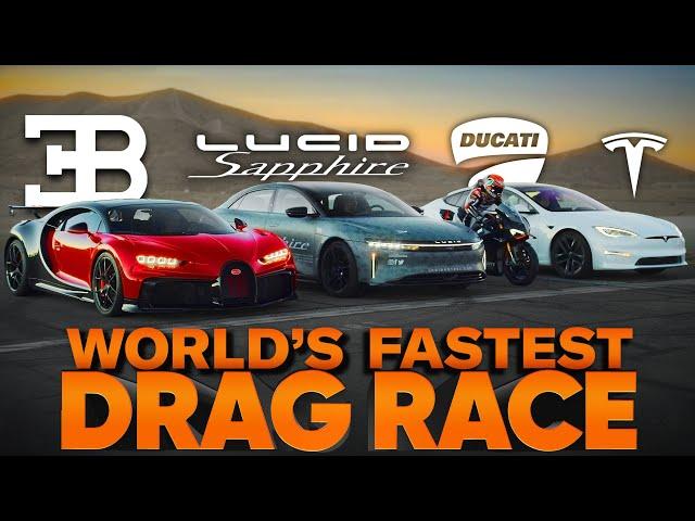 The World's Quickest Cars: Lucid Air Sapphire v Bugatti Chiron v Tesla Plaid - Cammisa's Drag Race