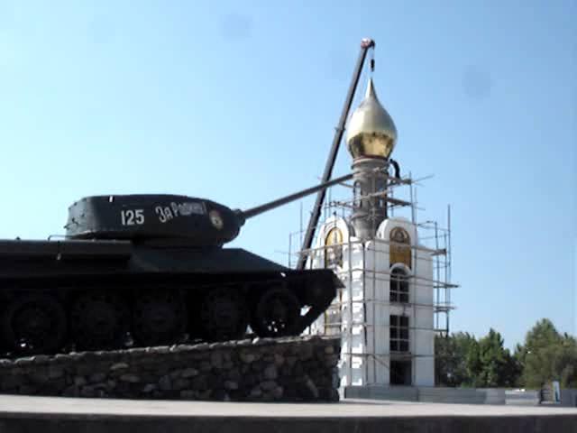 Tiraspol Hostel Moldova Old Soviet tand and new Russian Orthodox Church under construction Tiraspol