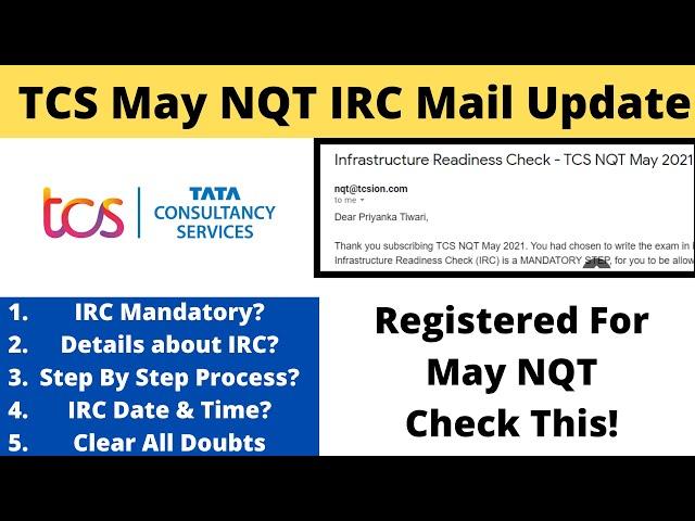 TCS May NQT IRC Check Mail Update | Complete IRC Check | Clear All Doubts #tcsmaynqt #tcsnqt2021