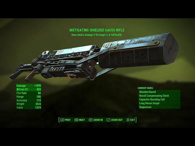 Fallout 4 - INSTIGATING GAUSS RIFLE (Best Legendary Gauss Rifle and Rare Legendary Gauss Rifle)