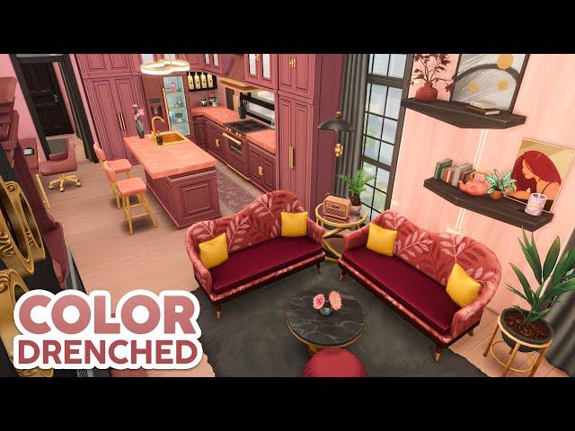 Dusty Pink Color-Drenched Apartment // The Sims 4 Speed Build: Apartment Renovation