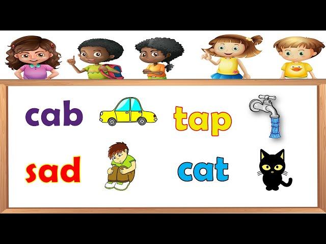 Three Letter Words || Short Vowel A Word Families with Pictures || Learn Phonics