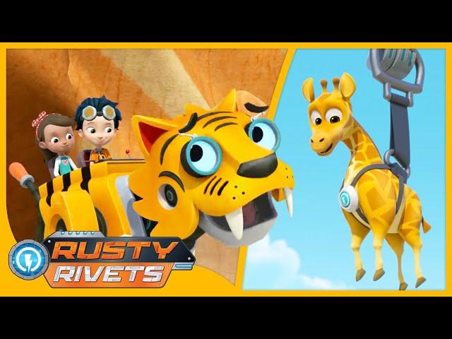 Rusty Saves a Baby Giraffe +MORE | Rusty Rivets | Cartoons for Kids