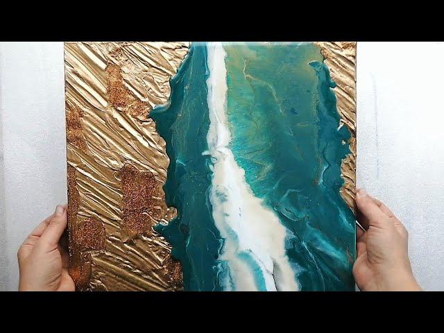 Amazing Gold Geode With Resin and Texture Paste - Epoxy Resin Art