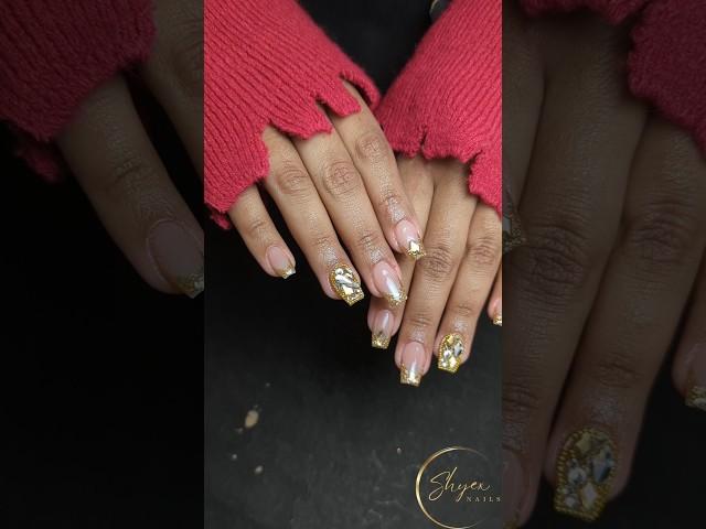 ₹2500 Nail Set for My beautiful client coffin nails / gold Biling design shyexnails #nail #art