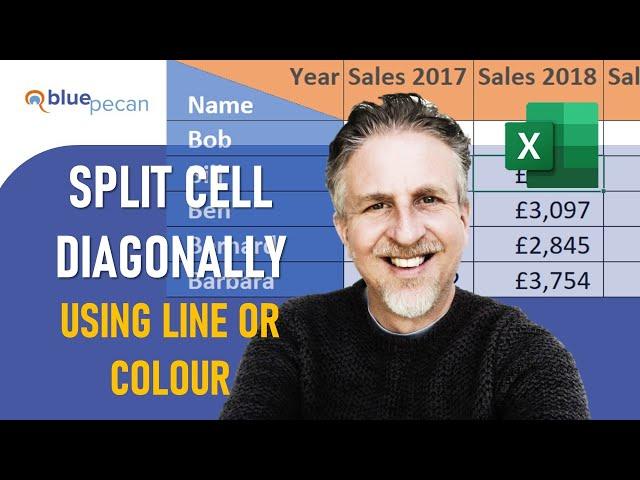 Split Cell Diagonally in Excel & Include Text | Format With Two Colours