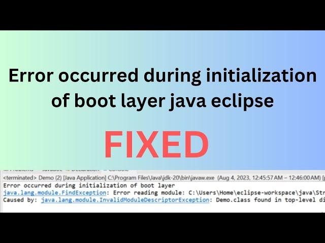 Error Occurred During Initialization Of Boot Layer Problem. resolved in LIVE