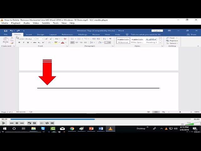 How to Delete  Remove Horizontal Line MS Word 2016 in Windows 10 Store