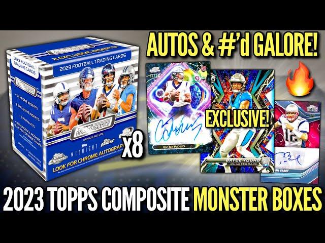 RAINING AUTOGRAPHS & NUMBERED CARDS!  2023 Topps Composite Football Retail Monster Box Review x8