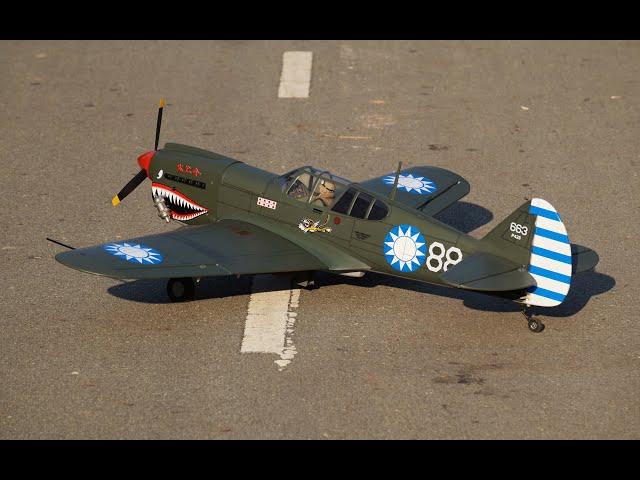 VQ Model P-40 Warhawk .60 size EP-GP testing with new 100 degree Rotating Electric retracts.