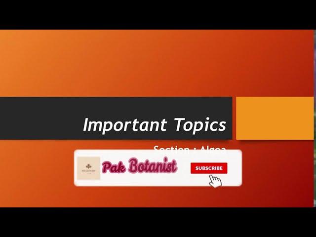 Important Topics Algea Pak Botanist