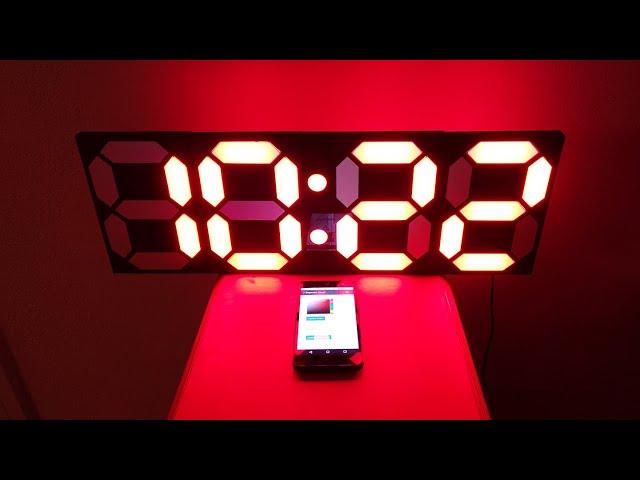 Large 7 Segment Digital Clock V2 (ESP8266, WS2812B LED Strip)