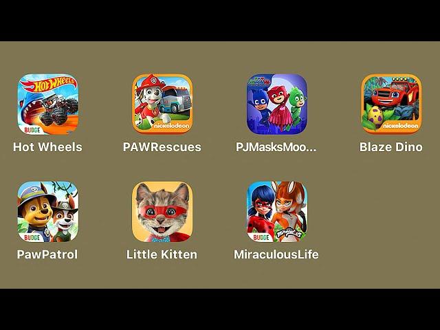 Hot Wheels Unlimited,PAW Patrol Pups to the Rescue,PJ Masks Moonlight Heroes,My Little Kitten