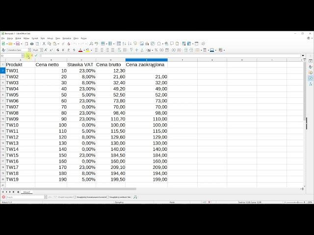 Kurs Excel - zaokrąglanie liczb, czyli jak zaokrąglić cenę sprzedaży?