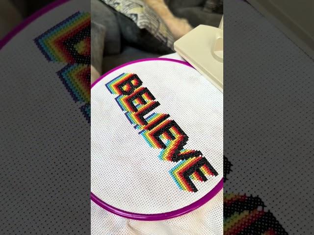 Timelapse • Rainbow Believe Cross Stitch Pattern 