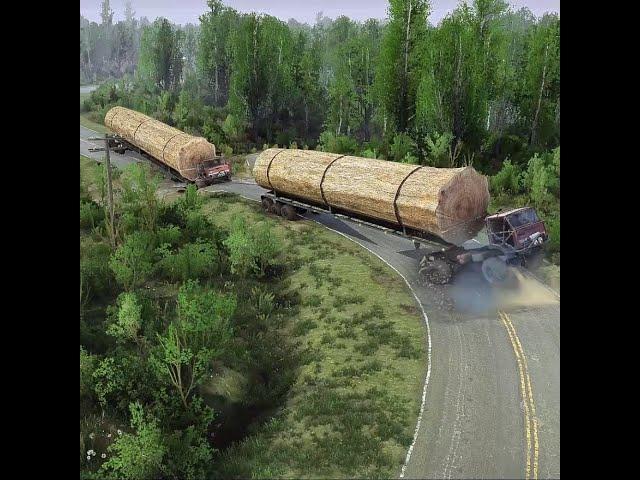 Amazing truck driver skills | two logging trucks succeeded in conquering the landslide road