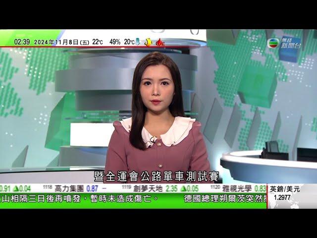 無綫TVB 0200新聞報道｜英國減息0.25厘 符合預期｜日本奈良鹿進入交配季 9月遊客被襲擊受傷個案按年多7倍｜粵港澳公路單車賽暨全運會公路單車測試賽月底舉行 路線首跨港珠澳大橋｜20241108