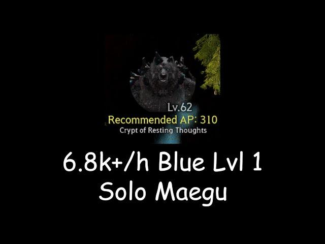 (OLD) BDO Crypt of Resting Thoughts - 6.8k+ Lvl 1 Blue, no Agris | Solo 309k Maegu | No Raz'nal