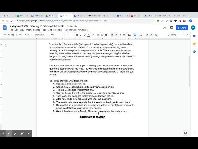 Creating an Article of the Week Assignment Instructions