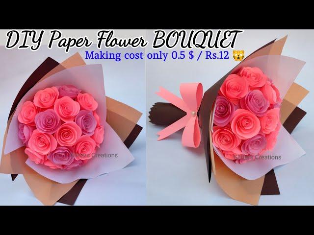 DIY Paper Flower BOUQUET/Birthday Gift Ideas/diy paper bouquet